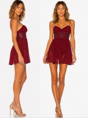 MAJORELLE Aphrodite Caged Mini Dress In Red Festival Party Size Small
